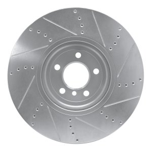 BMW 750Li xDrive Brake Rotor (1) - Left Front - R1 Concepts - Drilled & Slotted - Silver - `09-`17